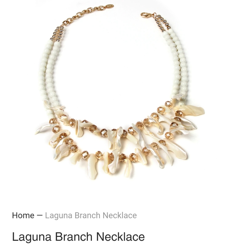 Amrita Singh Laguna Branch Necklace w/Ivory Glass Beads & Mother-of-Pearl